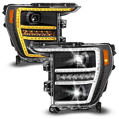 Передние фары диодные черные Anzo 111594 Ford F-150 2021-2023 (For Halogen Model)