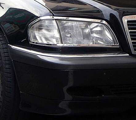 Молдинги на передний бампер хромированные IDFR 1-MB101-04RC для Mercedes Benz C-Class W202 1993-2000